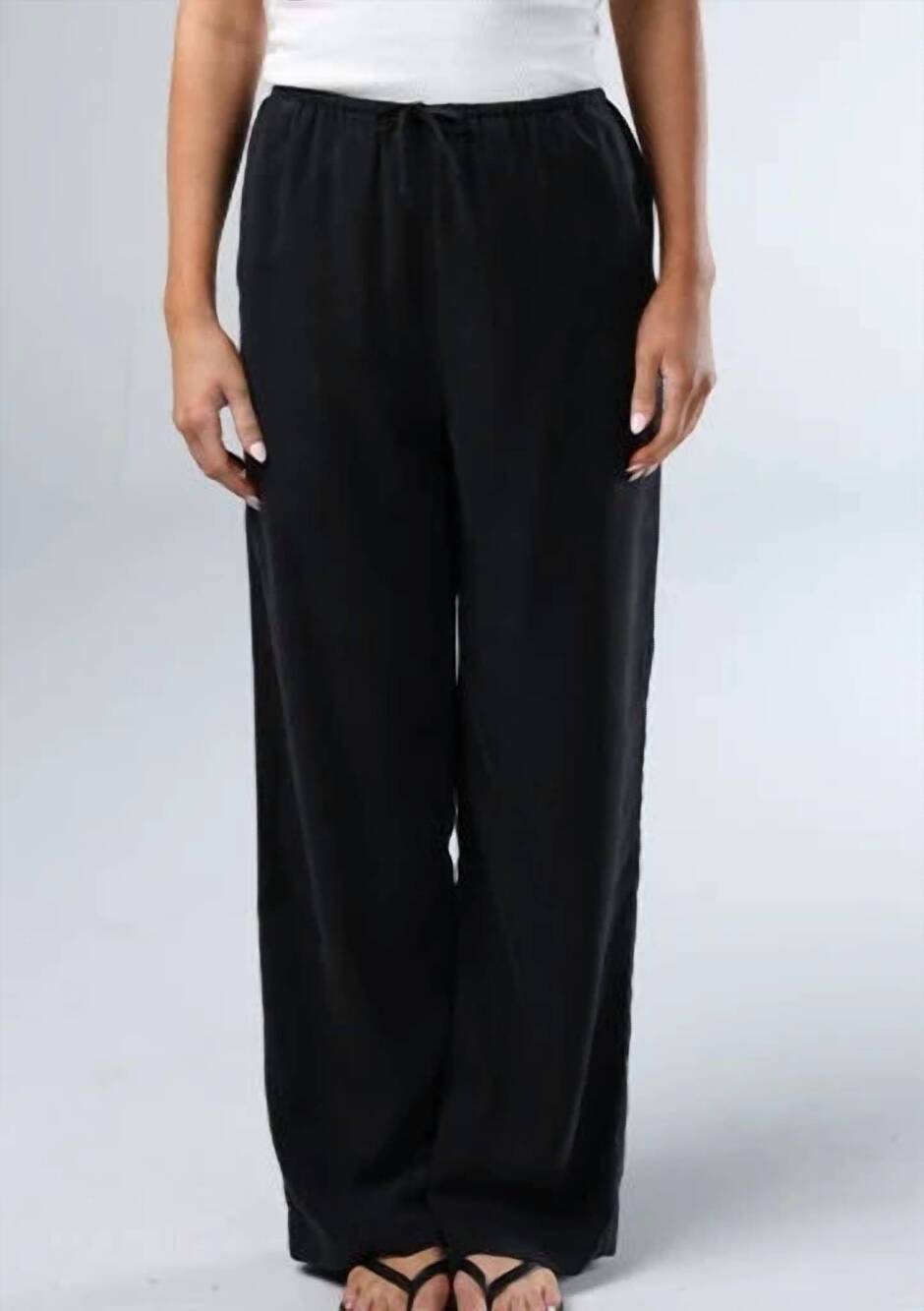 NEW THE NORMAL BRAND sueded costa drawcord pants in black